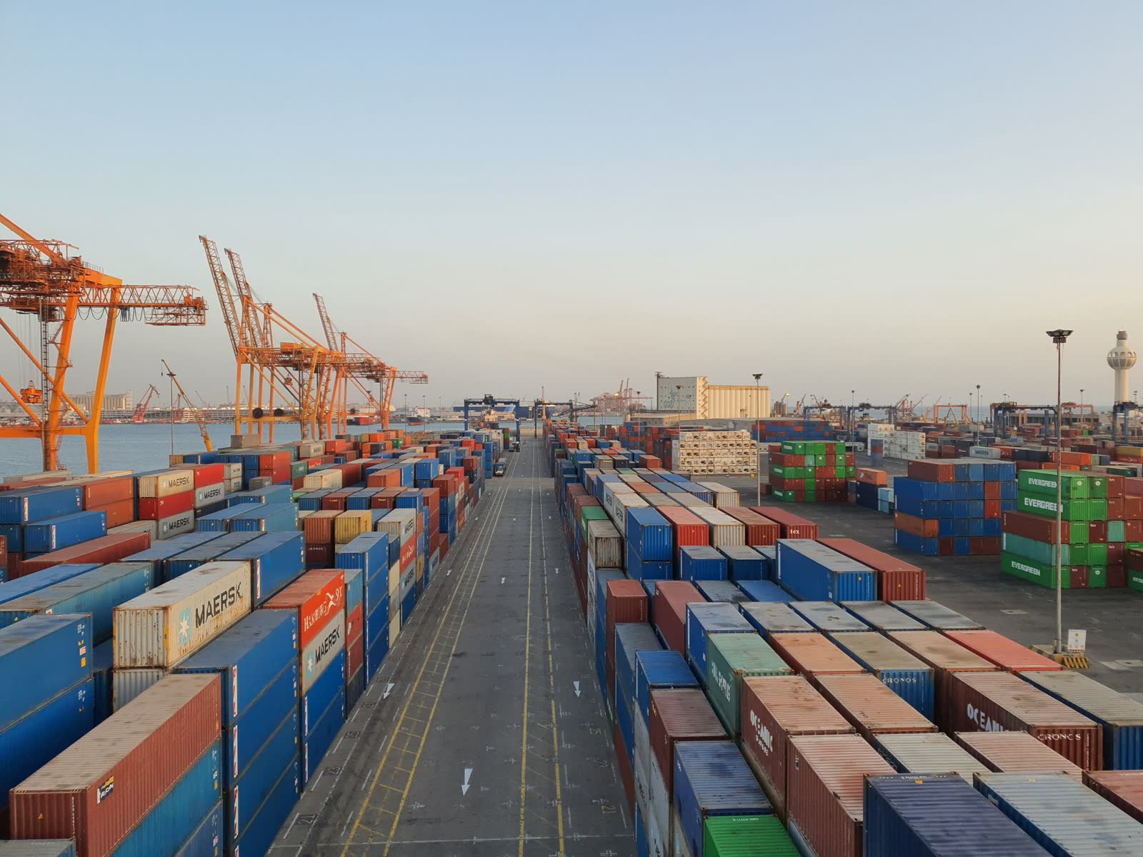 Stone shipments in containers at port
