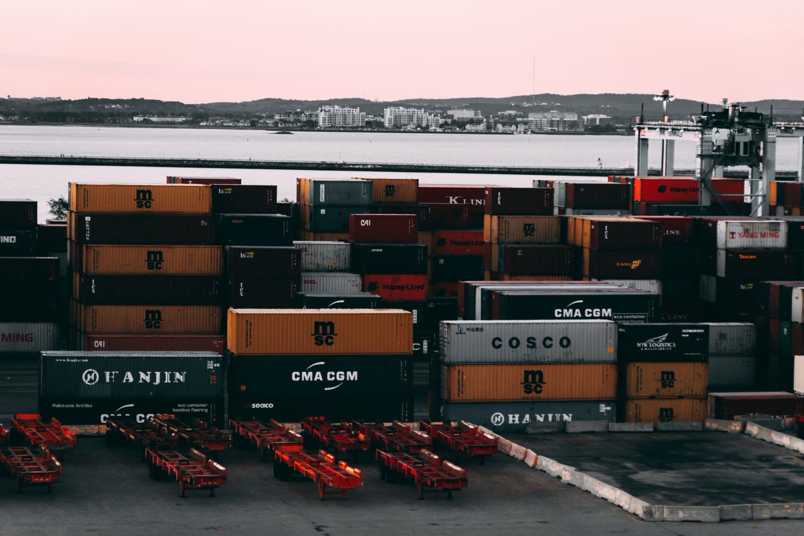 Shipping containers at port